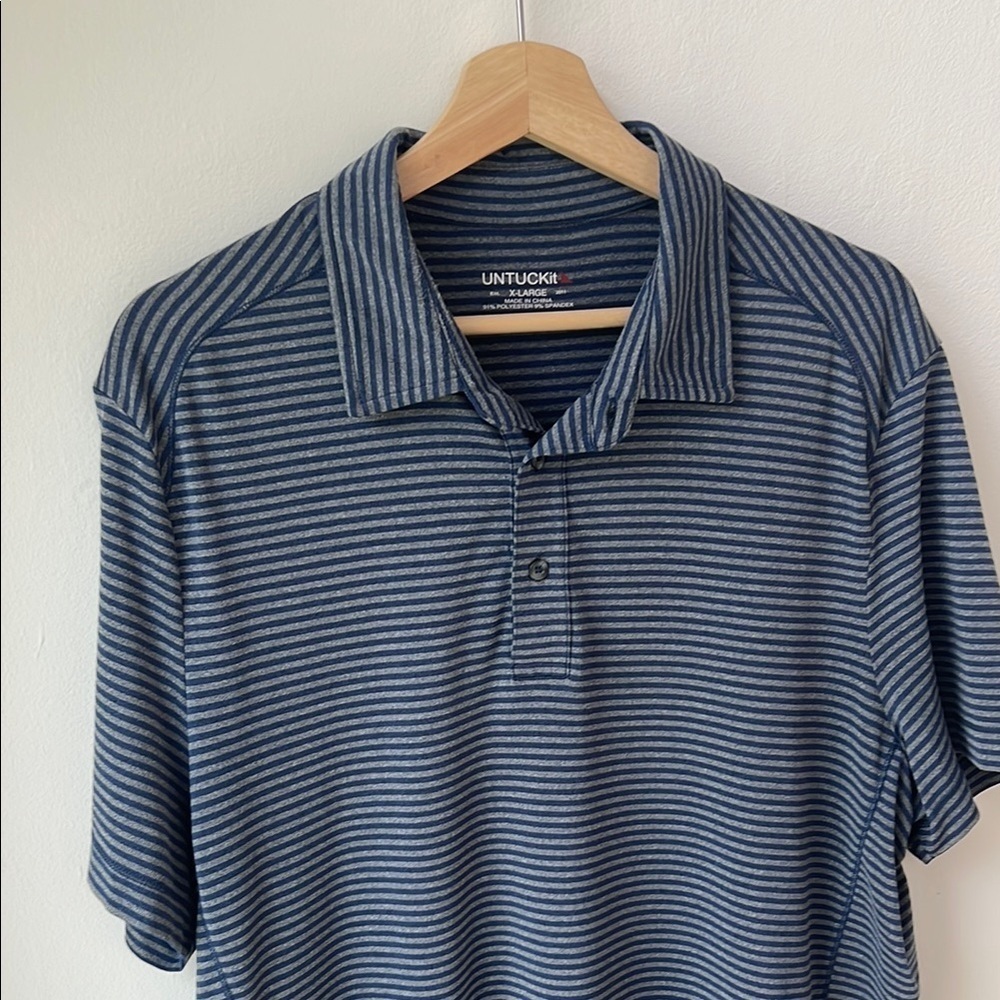 UNTUCKit Men's Blue Striped Polo Shirt XL